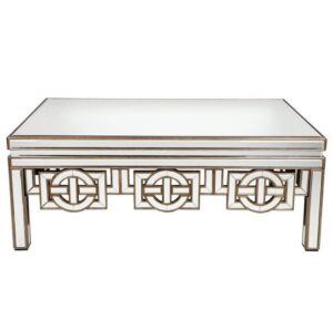 Elegant mirrored coffee table with geometric design