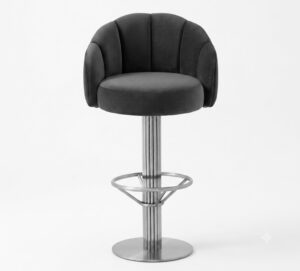 Suri Charcoal Velvet Nickel Counter Stool