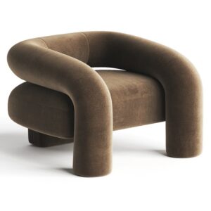 Cuban Brown Velvet Armchair