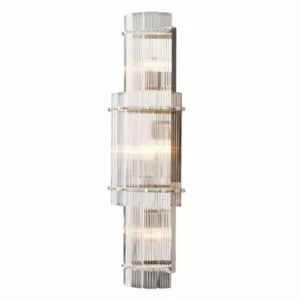 Linear Fluted Glass Nickel Tier Wall Light