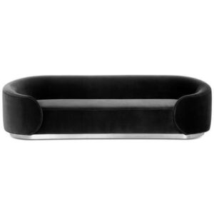 Cardinal Black Velvet Chrome Sofa 275cm