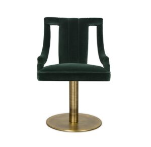 Kayden Deep Green Velvet Brass Swivel Dining Chair