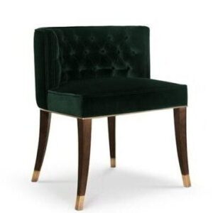 Debonnaire Deep Green Velvet Walnut Dining Chair