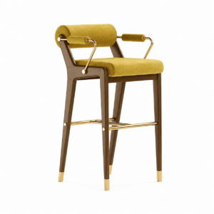 Bettina Mustard Velvet Walnut Counter Stool