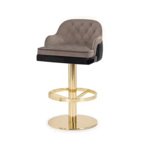 Charla Beige Velvet Brass Counter Stool