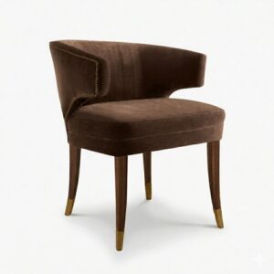 Iberia Brown Velvet Brass Dining Chair