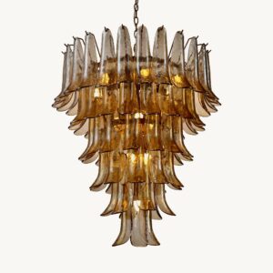Demilune Amber Glass Brass Chandelier