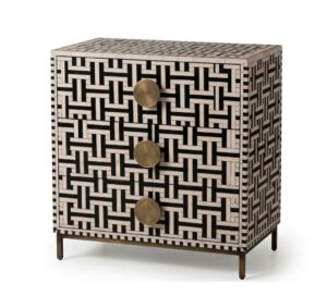 Legacy Ivory Black Brass Bedside Table