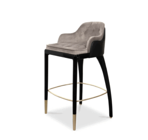 Charla Grey Velvet Leather Counter Stool