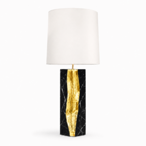 Lapiaz Black Marble Brass Table Lamp with Black Shade