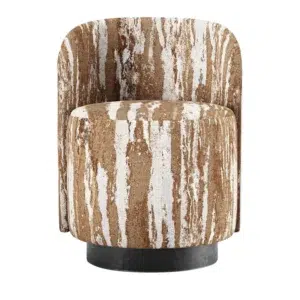 Aspen Brown White Linen Swivel Chair