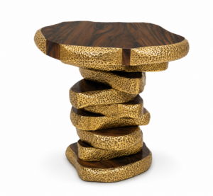 Aspen Walnut Brass Sidetable