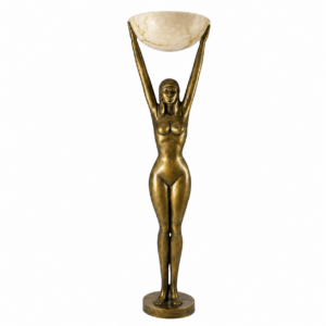Vertier Brass Sculpture Floor Lamp with Alabaster Shade