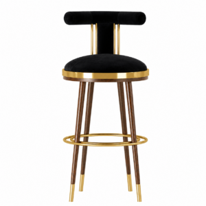 Ricardo Black Velvet Walnut Counter Stool