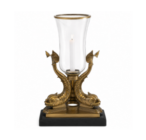 Draper Koi Brass Marble Hurricane
