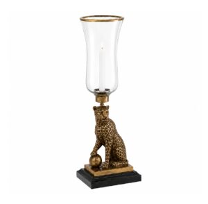 Grand Leopard Brass Marble Hurricane
