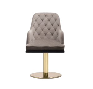 Charla Beige Velvet Brass Swivel Dining Chair