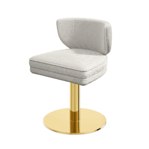 Tallie Cream Linen Gold Swivel Dining Chair