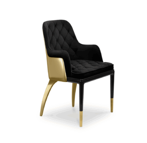 Charla Black Velvet Brass Dining Chair