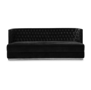 Debonnaire Black Velvet Nickel Sofa 225cm