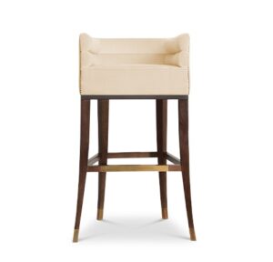 Dalmain Beige Velvet Walnut Counter Stool