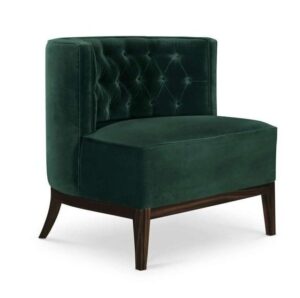 Debonnaire Deep Green Velvet Walnut Armchair