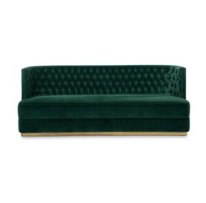 Debonnaire Deep Green Velvet Brass Sofa 225cm