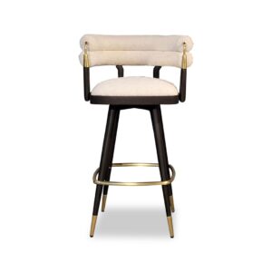 Palindrome Ivory Boucle Brass Counter Stool