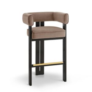 Milton Dark Beige Velvet Oak Counter Stool