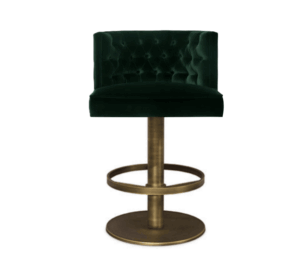 Debonnaire Deep Green Velvet Brass Counter Stool