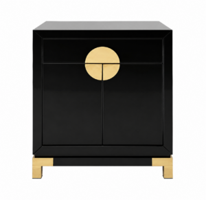 Orient Black Lacquer Brass Cabinet