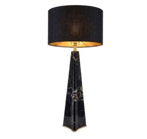 Grande Portoro Marble Brass Lamp with Black Shade 106.5cm