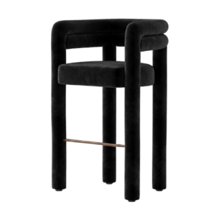 Fallon Black Velvet Bronze Counter Stool