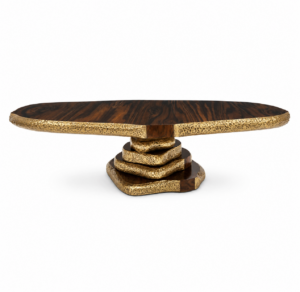 Aspen Walnut Brass Dining Table 220cm