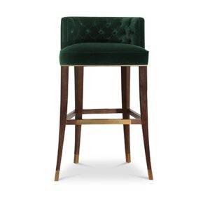 Debonnaire Deep Green Velvet Walnut Counter Stool