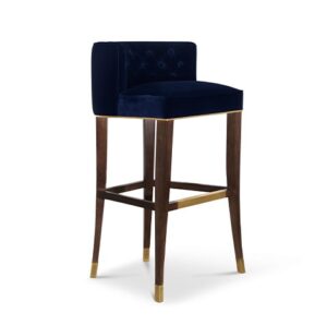 Debonnaire Blue Velvet Walnut Counter Stool