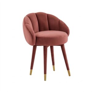 Suri Salmon Velvet Brass Dining Chair