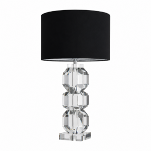 Radiance Crystal Nickel Table Lamp with Black Shade