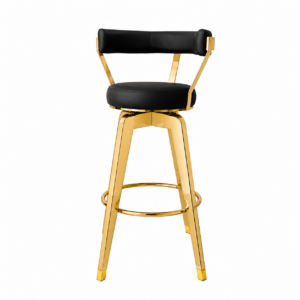 Demir Black Leather Brass Counter Stool