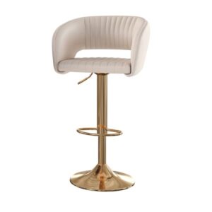 Francisco Cream Leather Brass Counter Stool