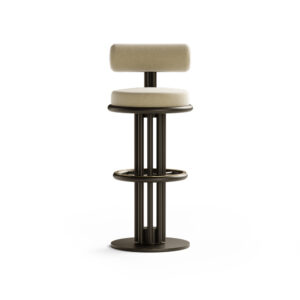 Clayton Beige Velvet Brozne Counter Stool