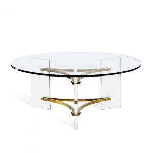 Lauren Lucite Brass Coffee Table