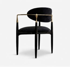 Nahema Black Velvet Brass Dining Chair