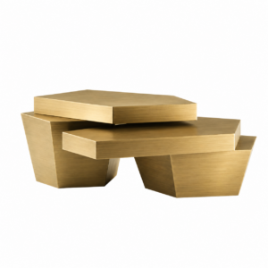 Cantilever Brass Cofee Table Set