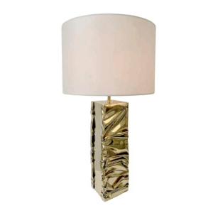 Imperfector Brass Table Lamp with Cream Shade