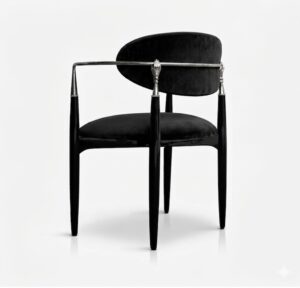Nahema Black Velvet Nickel Dining Chair