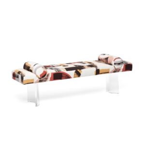 Lauren Graphic Linen Lucite Bench
