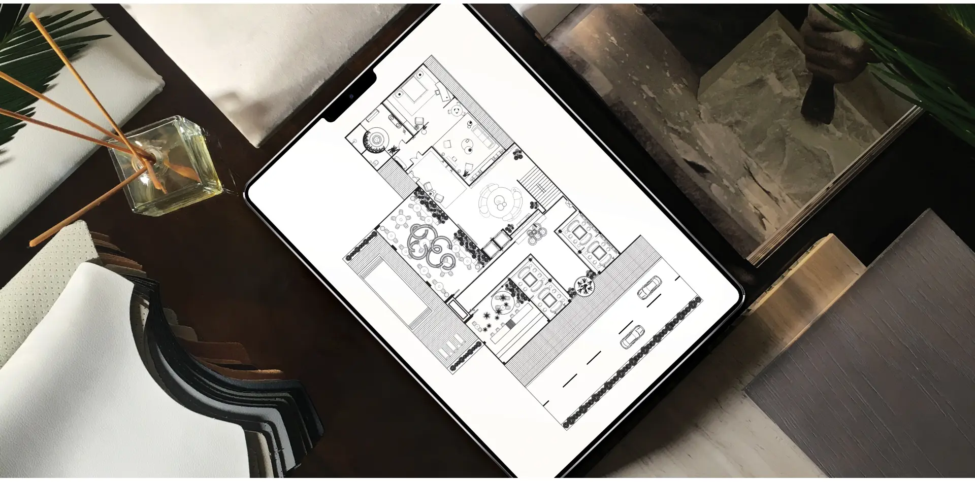 Digital floor plan displayed on a tablet.