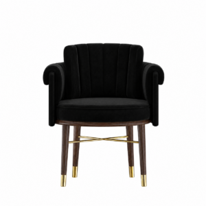 Helena Black Velvet Walnut Dining Chair