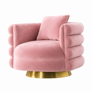 Valerie Dark Blush Velvet Gold Swivel Chair